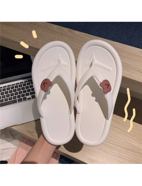 Ins Trendy Cartoon Flip Flops For Women, Summer Fashion Outerwear For Students, Cute Clip On Flat Bottomed Beach Sandals