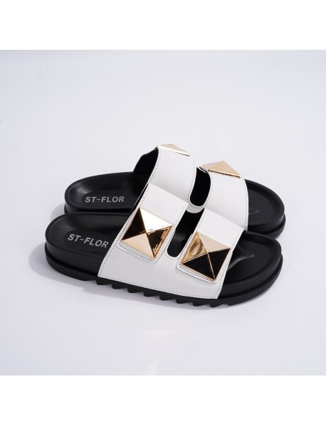 Foreign Trade, Summer, Europe, America, Cross-Border Fashion, Leisure, Liu Ding, Double Button, One Line Flat Bottom Sandals, Thick Sole, Slip Pers For External Wear