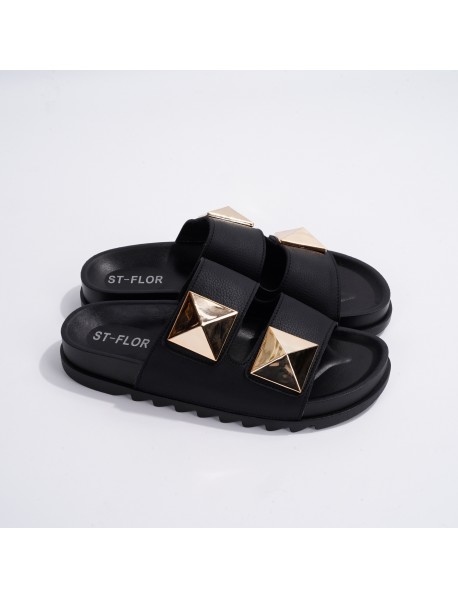 Foreign Trade, Summer, Europe, America, Cross-Border Fashion, Leisure, Liu Ding, Double Button, One Line Flat Bottom Sandals, Thick Sole, Slip Pers For External Wear