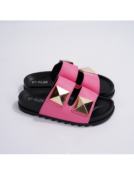 Foreign Trade, Summer, Europe, America, Cross-Border Fashion, Leisure, Liu Ding, Double Button, One Line Flat Bottom Sandals, Thick Sole, Slip Pers For External Wear